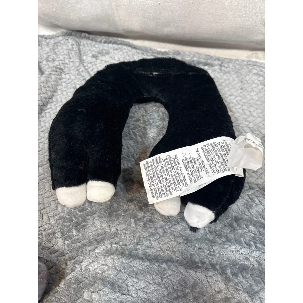 Husky Dog Plush Neck Pillow Black White Travel Support Animal Headrest 31in‎